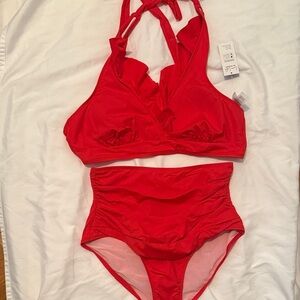 Red Ruffled Bikini Set